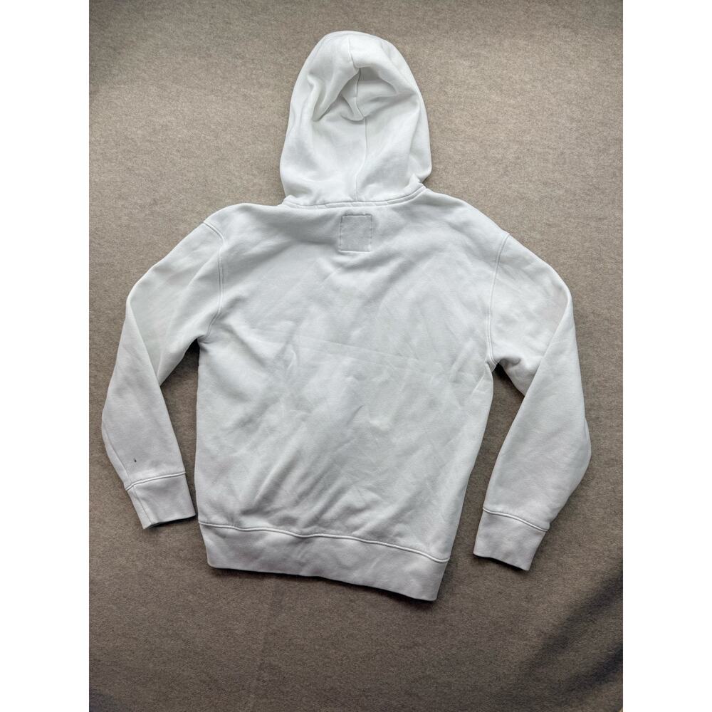 Hollister White Zip Up Hoodie Womens Medium Logo Fleece Sweatshirt - Picture 2 of 6